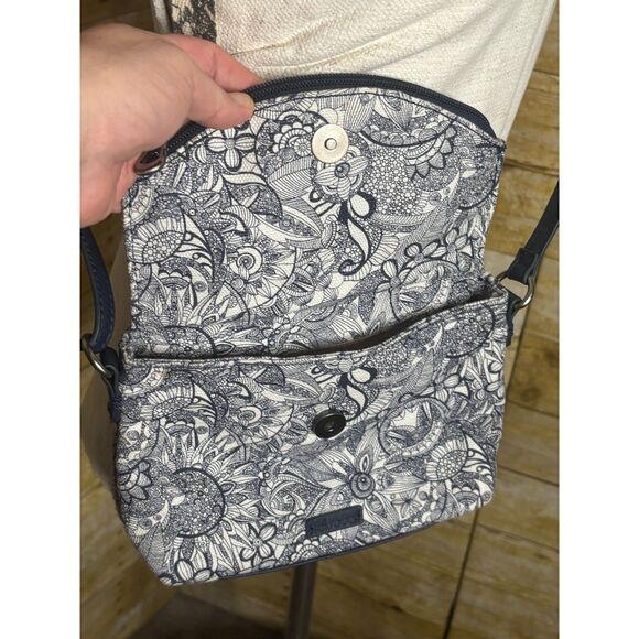 SAKROOTS PACIFIC FLORAL FOLD OVER SOFT CANVAS SMALL CROSSBODY PURSE - Picture 5 of 9